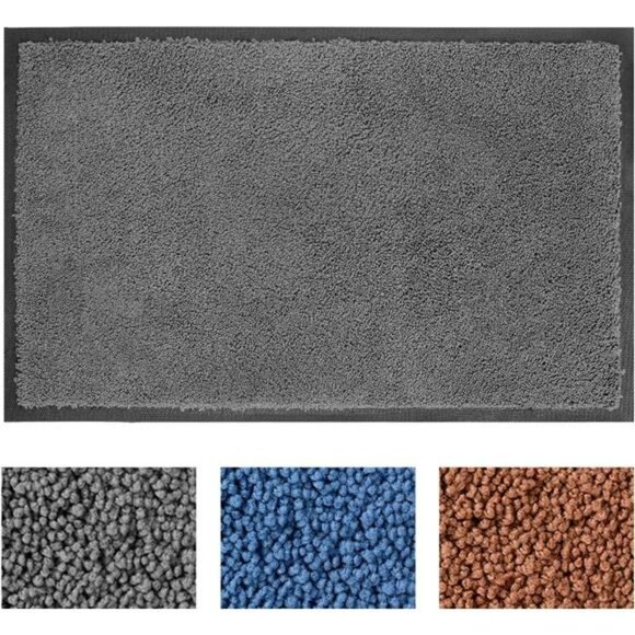 Indoor Microfiber Door Mat - Entryway Welcome Rug 29.5”x17” Grey - Picture 1 of 7